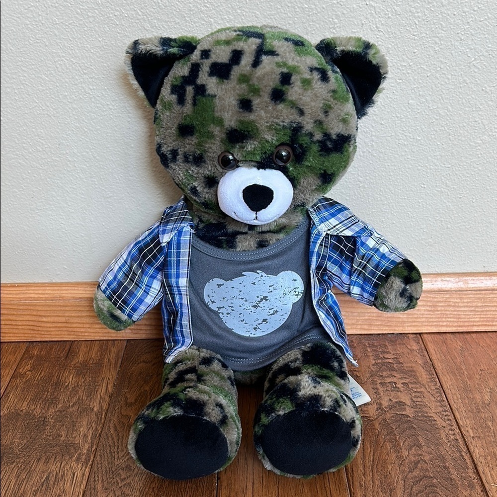 Build a Bear Minecraft Digital Camo Camouflage Soft Plush Teddy Bear Green 17"
